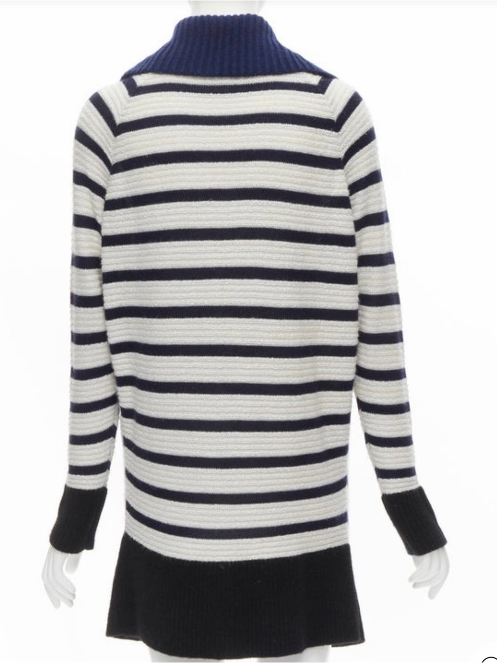The Row Navy and Cream Striped Shawl Collar Cardigan - Picture 3 of 9